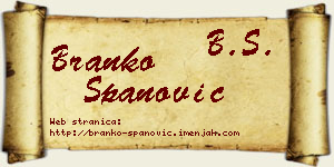 Branko Španović vizit kartica